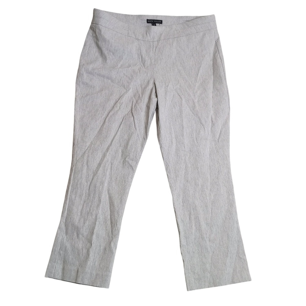 Napa Valley Pull On Trousers Womens 12 Gray Excellent Heathered Stretch Straight